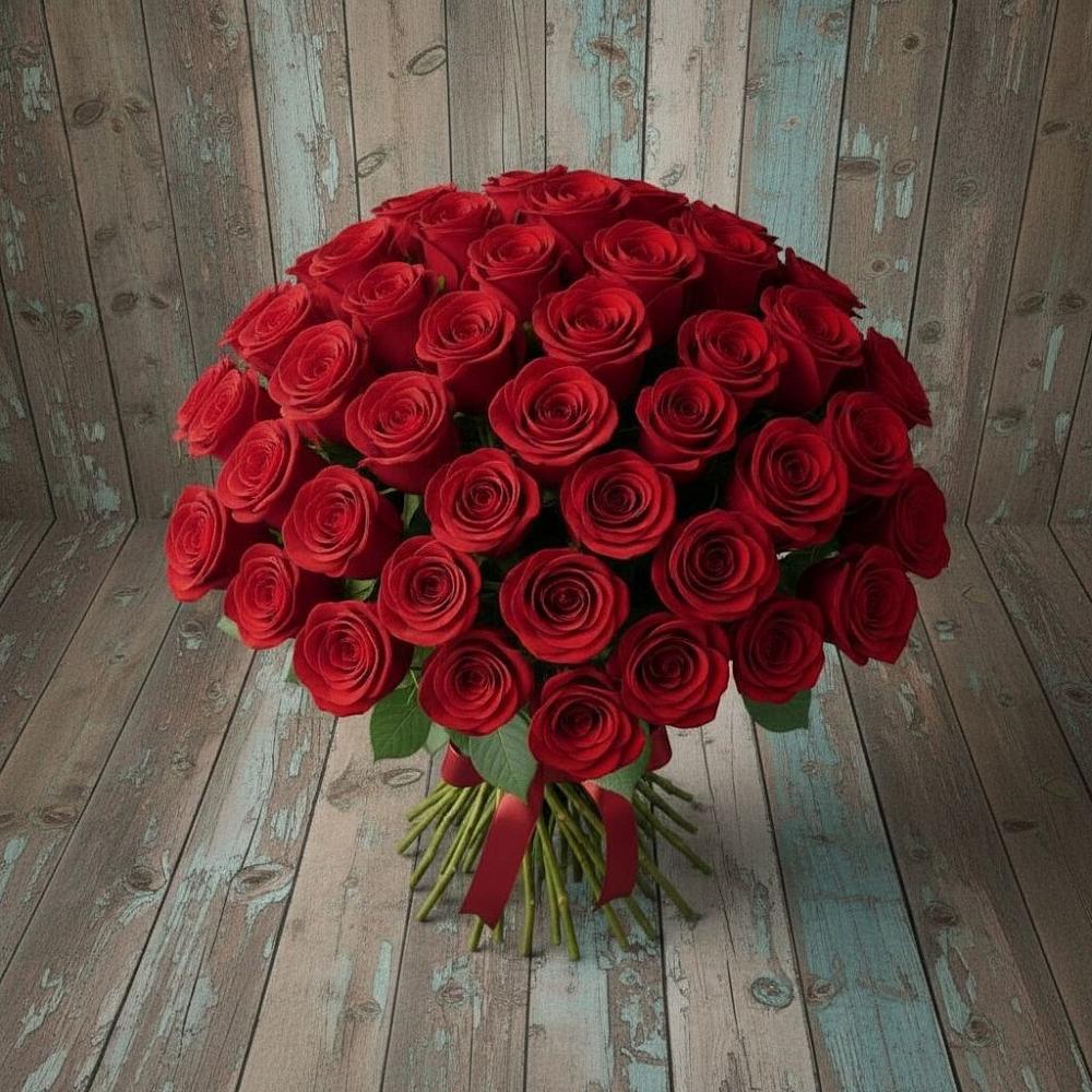 Букет 55 Красных роз Фридом в Дружбе