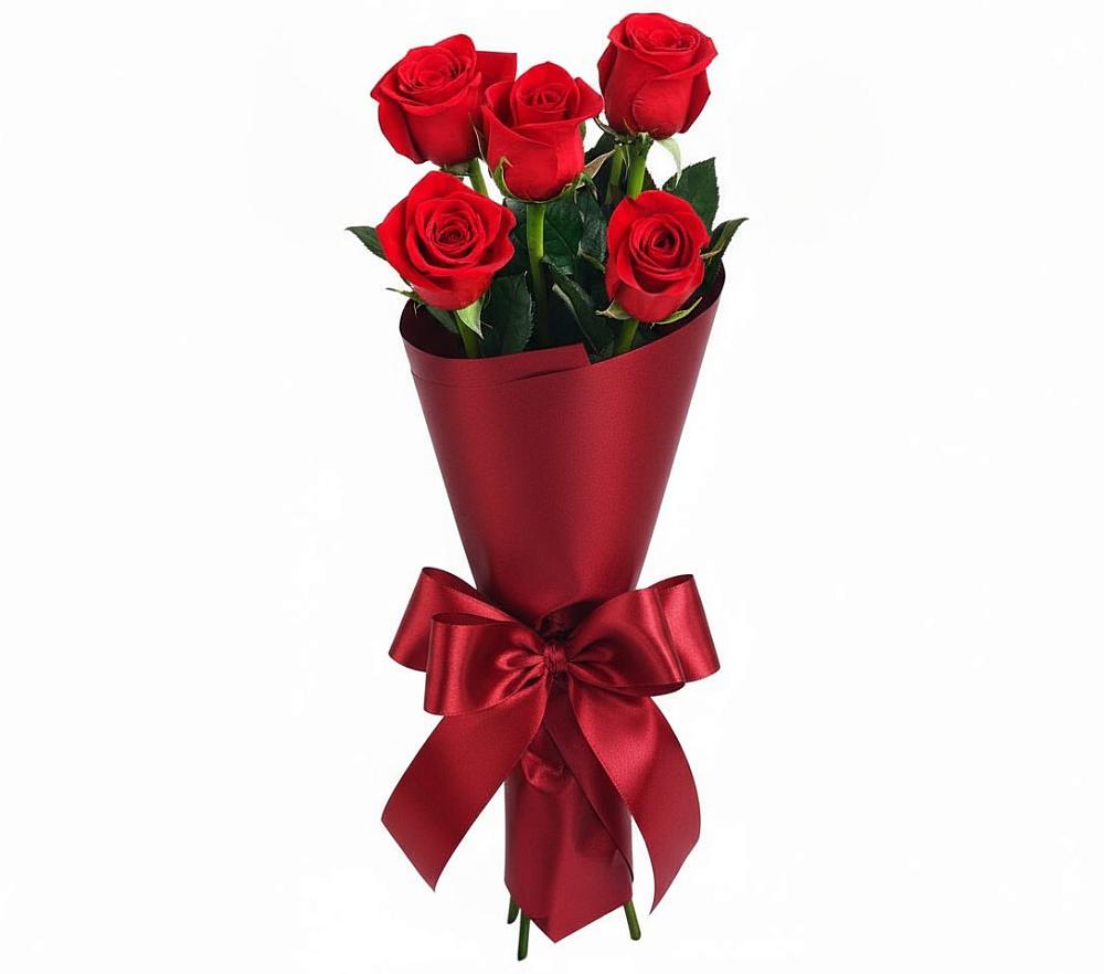 Букет 5 Красных роз Эдлесс Лав в Дружбе