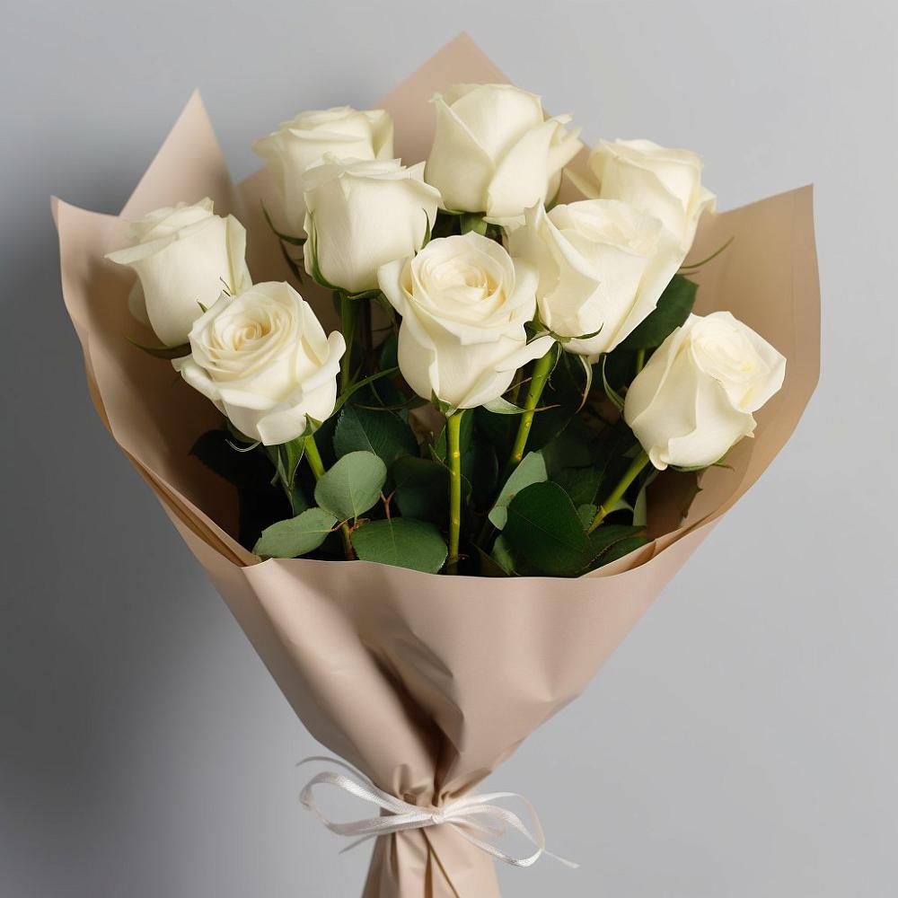 Букет 9 Белых роз Эдлесс Лав в Дружбе
