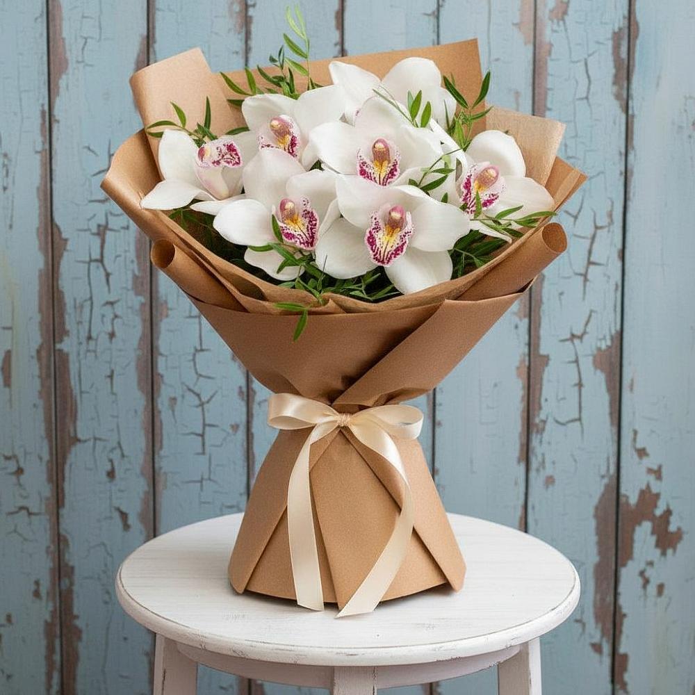 Букет цветов из: Орхидеи и Розы в Дружбе
