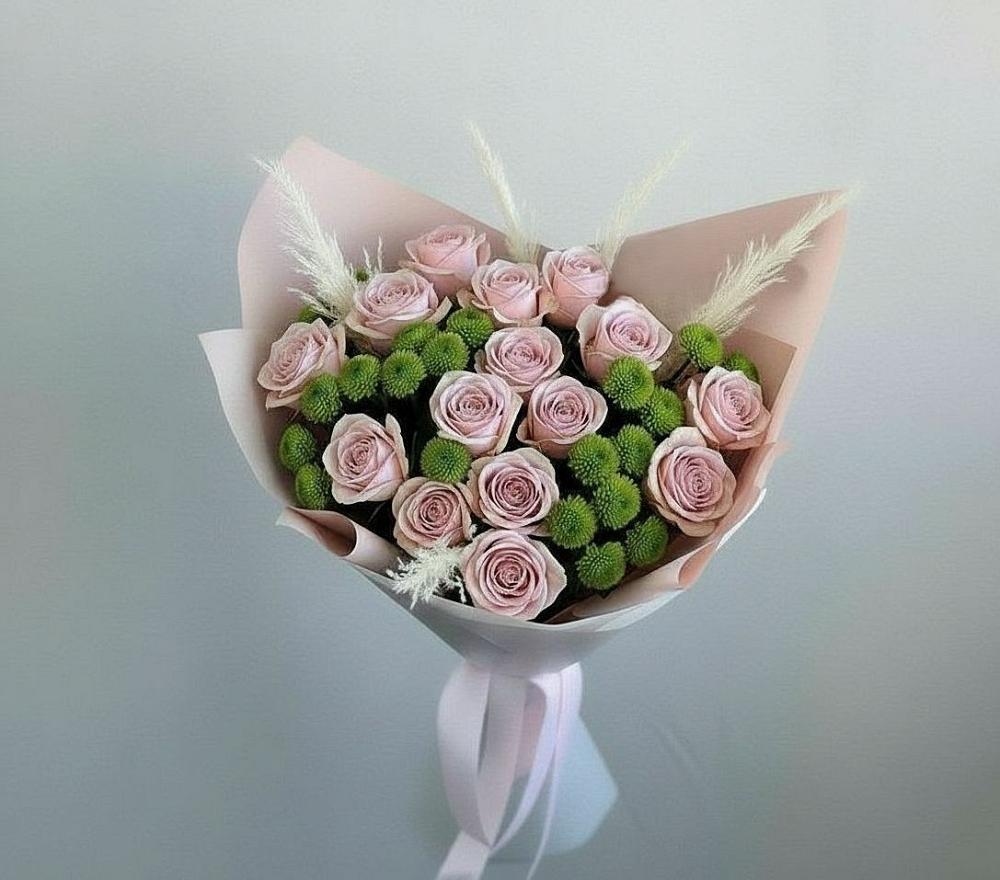 Букет цветов из: Розы и Хризантемы в Дружбе